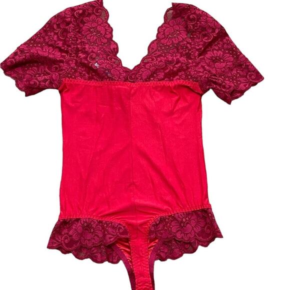 We are HAH Top Heavy Bodysuit Rouge Red Size Small NWT - Picture 4 of 6